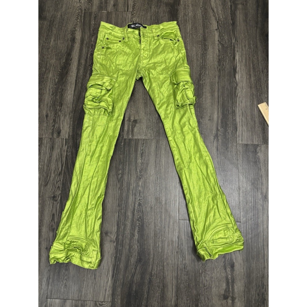 Valabasas Pants Van Gogh Neon Green Lime Wax Jean Size 29